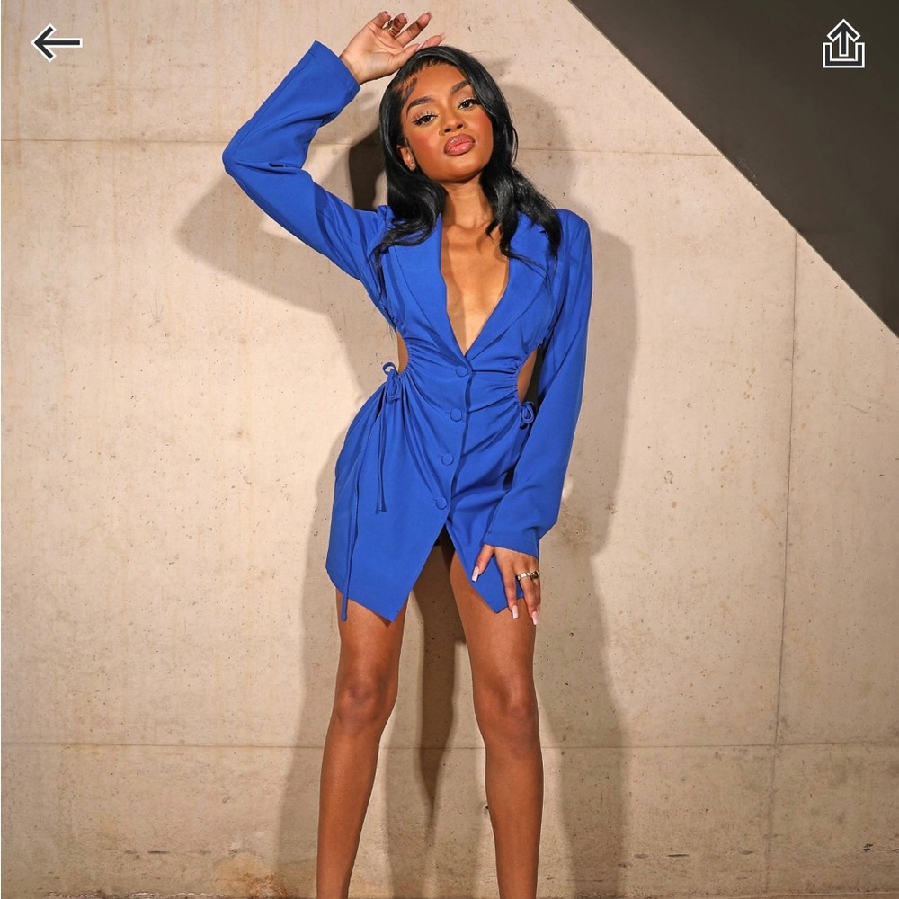 ASOS Cut Out Blazer Dress in Cobalt